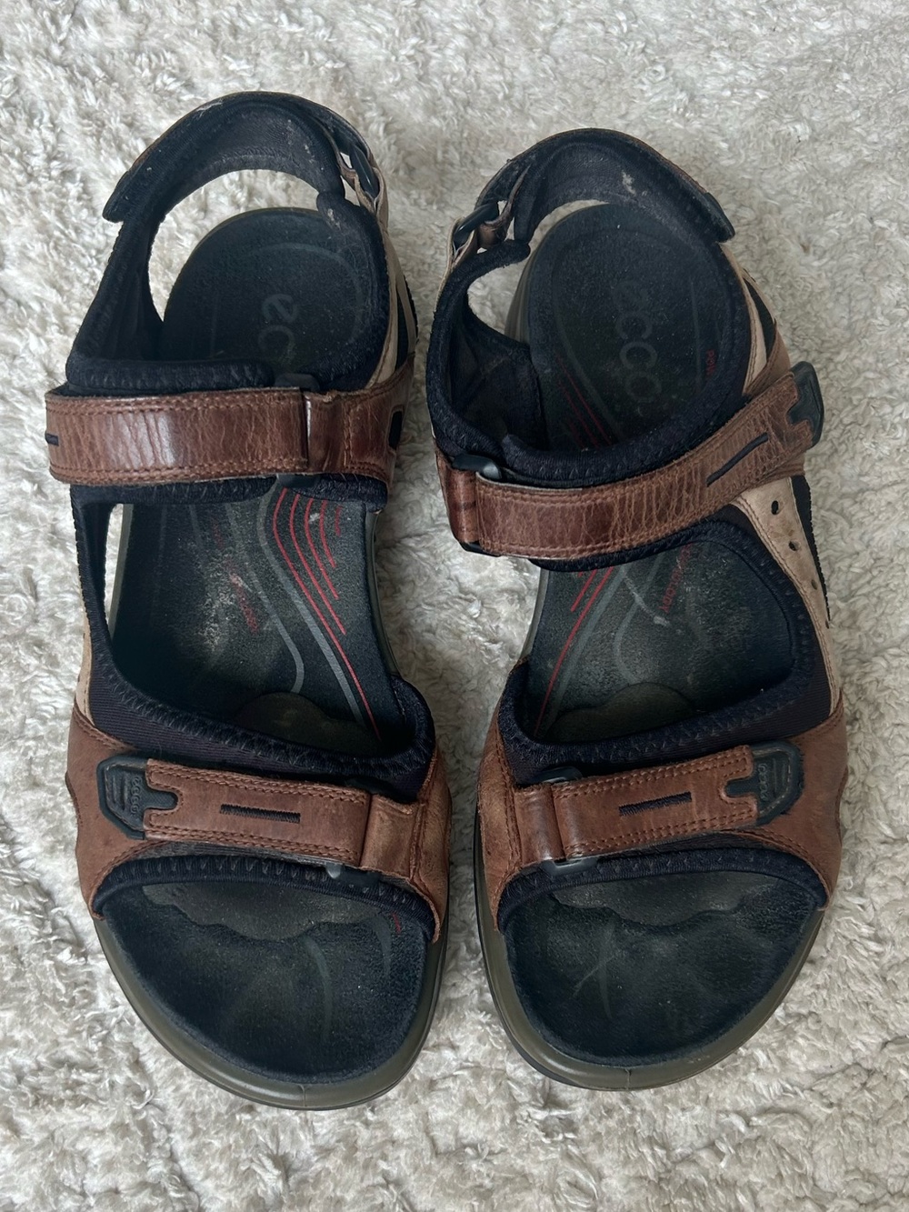 Ecco Receptor Brown Leather Sport Sandals Men's 40 7-7.5